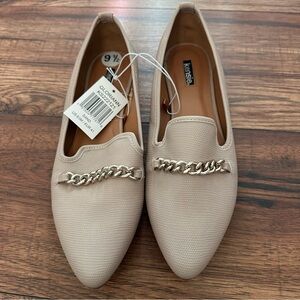 Kenzie Womens Loafers Nude Chain DetailSize 9.5 NEW Casual Chic neutral flats